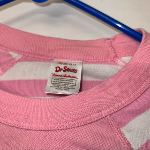 Hanna Andersson Grinch Cindy Lou Who pink white stripe Pajama Set 150/12 - Picture 3 of 4